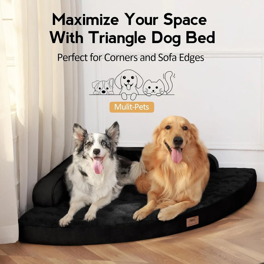Large Dog Bed - Orthopedic Egg-Crate Memory Foam Dog Beds with Removable Washable Cover, Waterproof Pet Beds with Non-Slip Bottom, (Black)