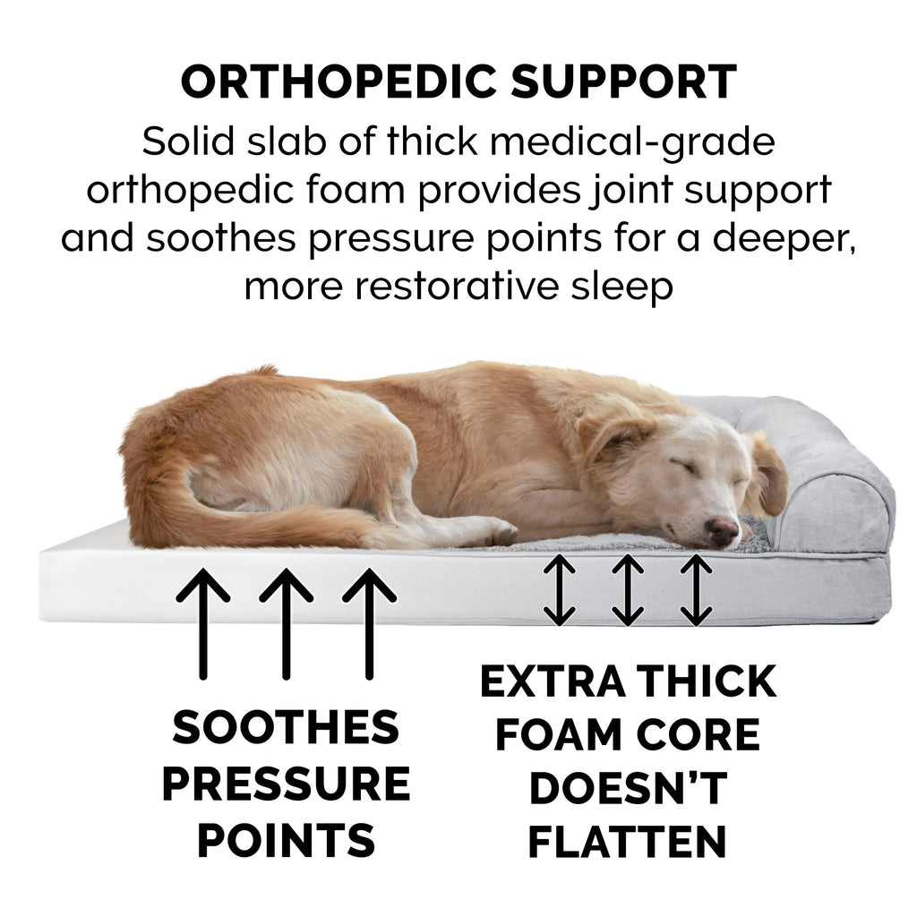 Plush & Suede Full Support Orthopedic Sofa Pet Bed for Dogs & Cats - Gray, Medium