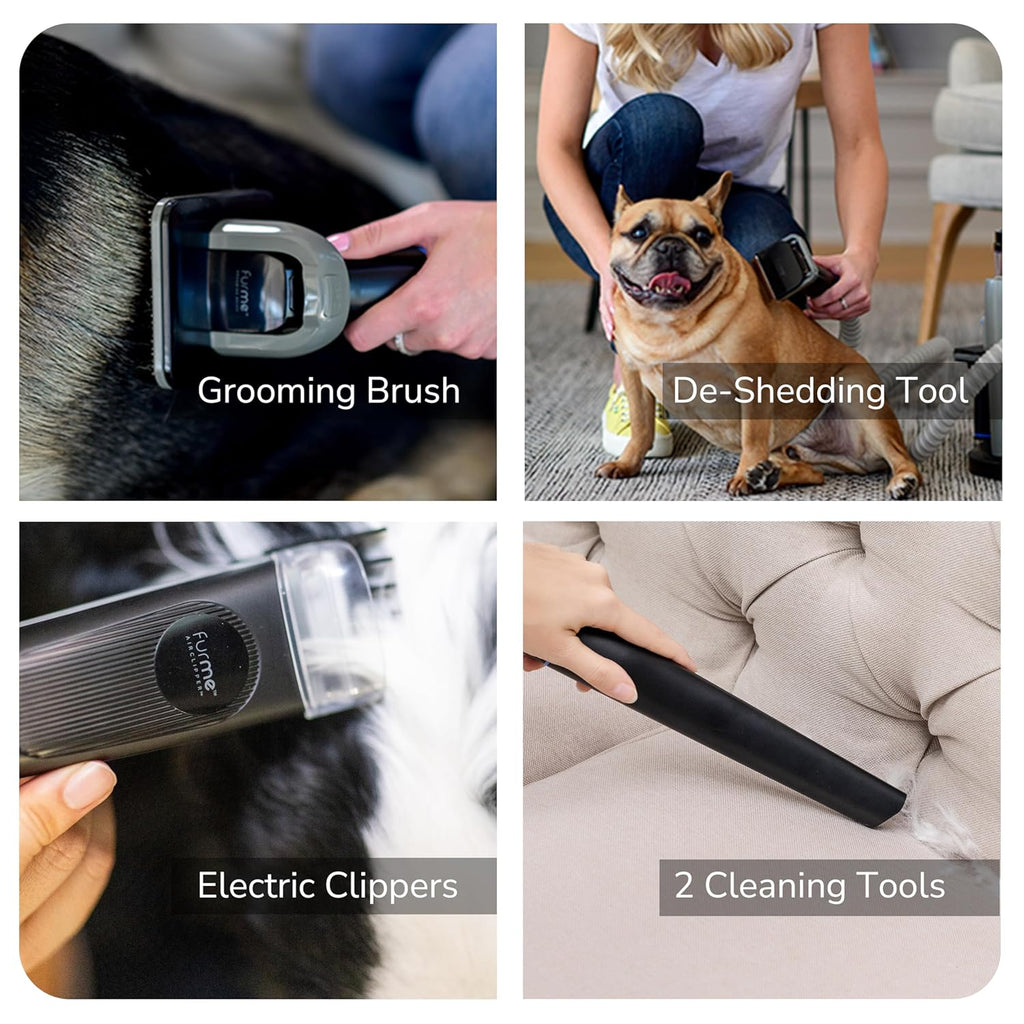 Ultra Pet Grooming Vacuum Kit - Cat & Dog Grooming Kit for Easy Pet Care at Home, Quiet & Safe Dog Hair Remover Machine with Brush, Clipper, Shedding & Cleaner Tools & 4.5L Canister