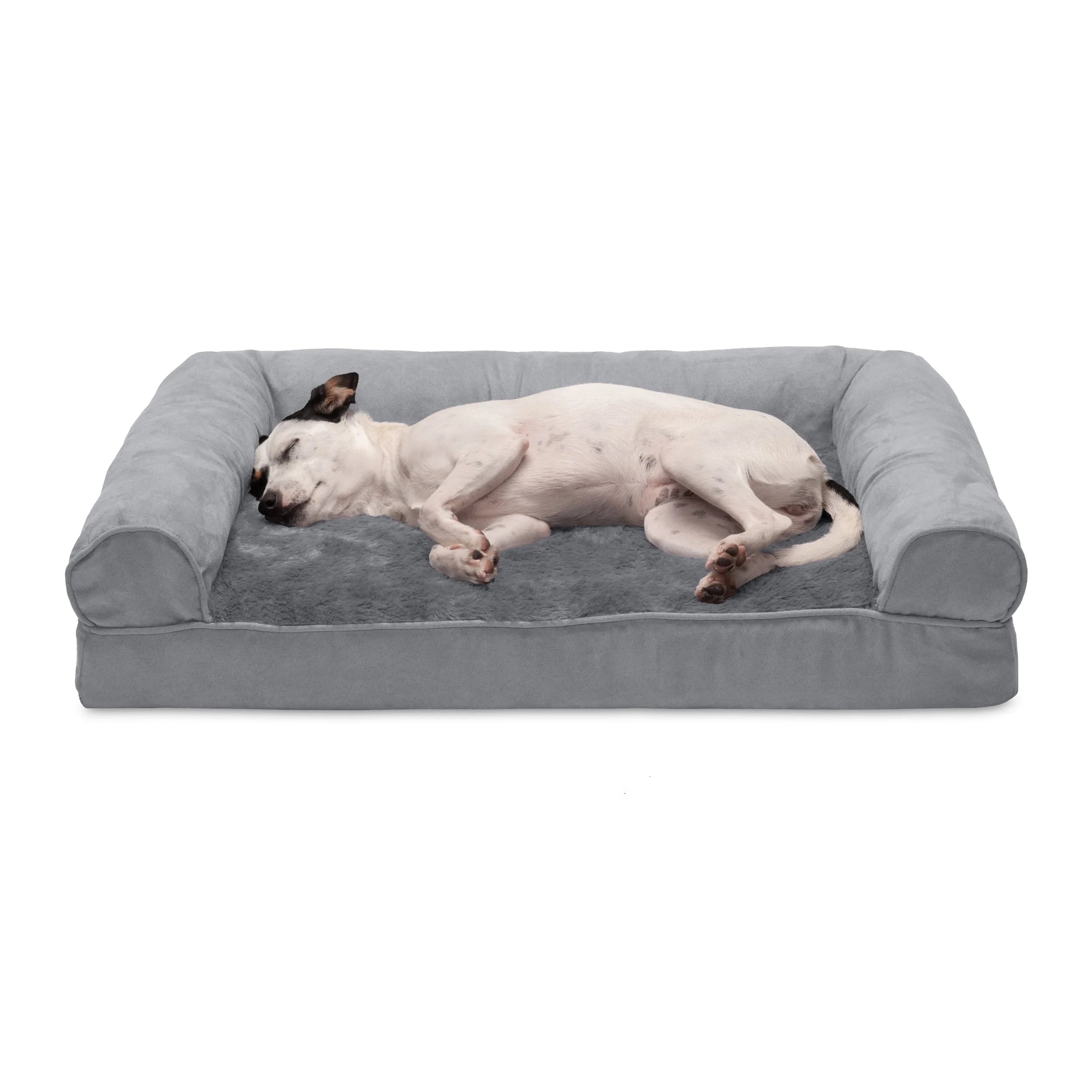 Plush & Suede Full Support Orthopedic Sofa Pet Bed for Dogs & Cats - Gray, Medium