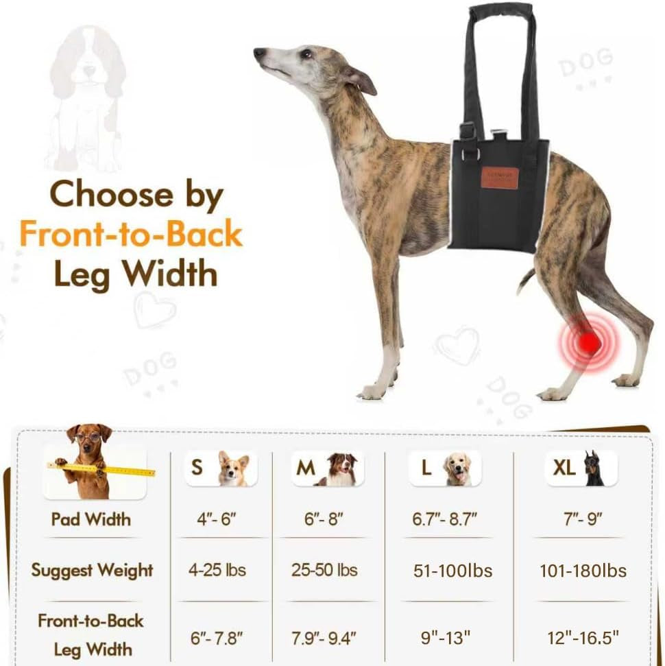 Dog Sling for Large Dogs Hind Leg Support, Magic Tape Dog Lift Harness, Soft Dog Support Harness for Back Legs, Hip Support Harness to Help Senior, Injured, Disabled and after ACL Surgery