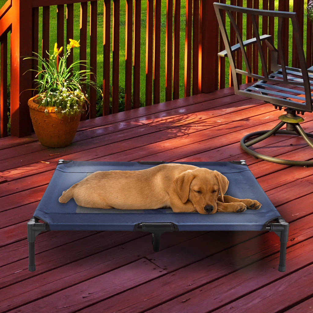 36X29.75-Inch Elevated Dog Bed - Indoor/Outdoor Cot for Pets, Blue