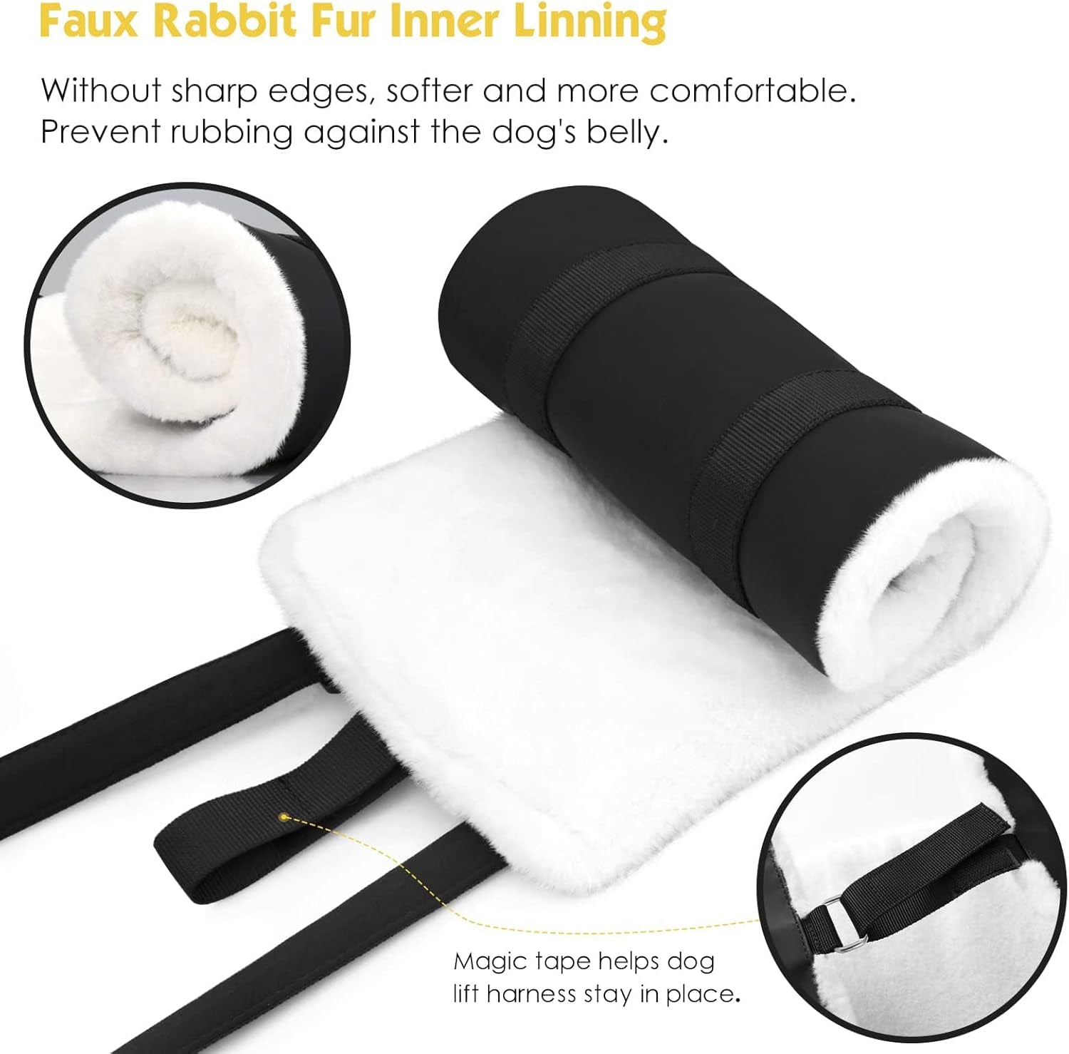 Dog Sling for Large Dogs Hind Leg Support, Magic Tape Dog Lift Harness, Soft Dog Support Harness for Back Legs, Hip Support Harness to Help Senior, Injured, Disabled and after ACL Surgery