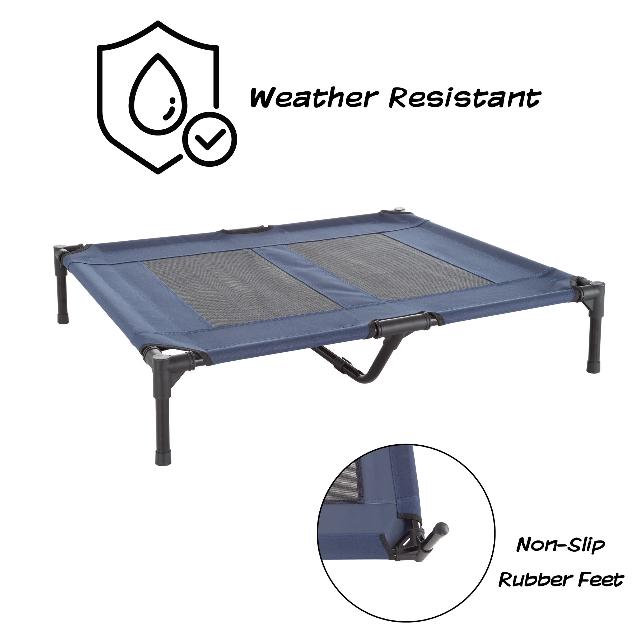 36X29.75-Inch Elevated Dog Bed - Indoor/Outdoor Cot for Pets, Blue