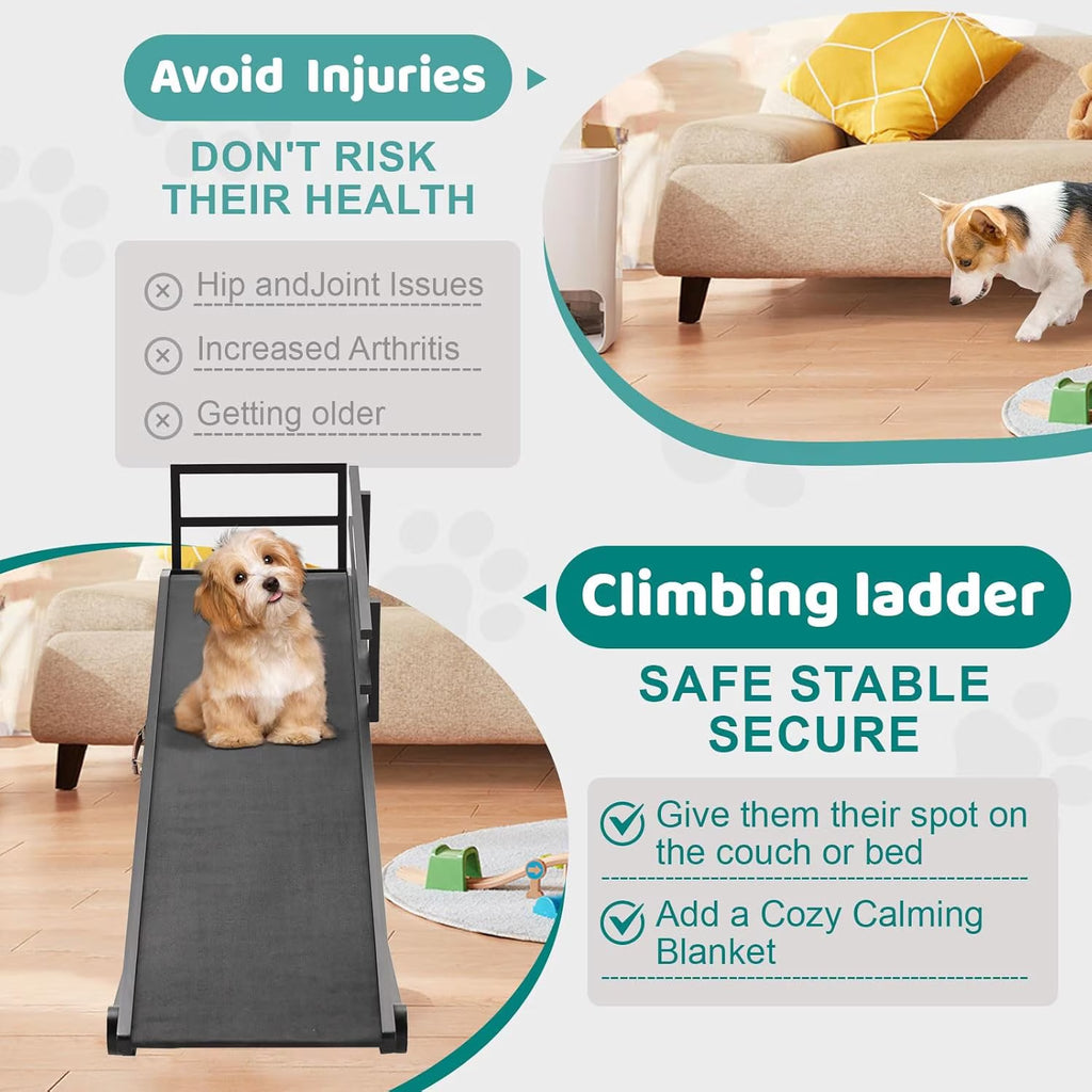 Foldable Pet Ramp Bed for Dogs Cats with Non-Slip Rubber,15.7"-27.5" Height Adjustable , 55.1"Lx17.7"W,Black