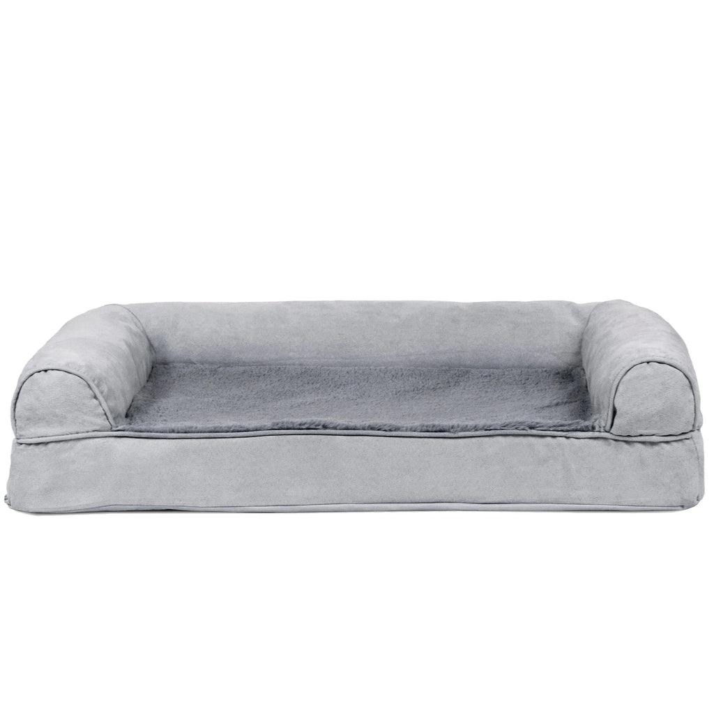 Plush & Suede Full Support Orthopedic Sofa Pet Bed for Dogs & Cats - Gray, Medium