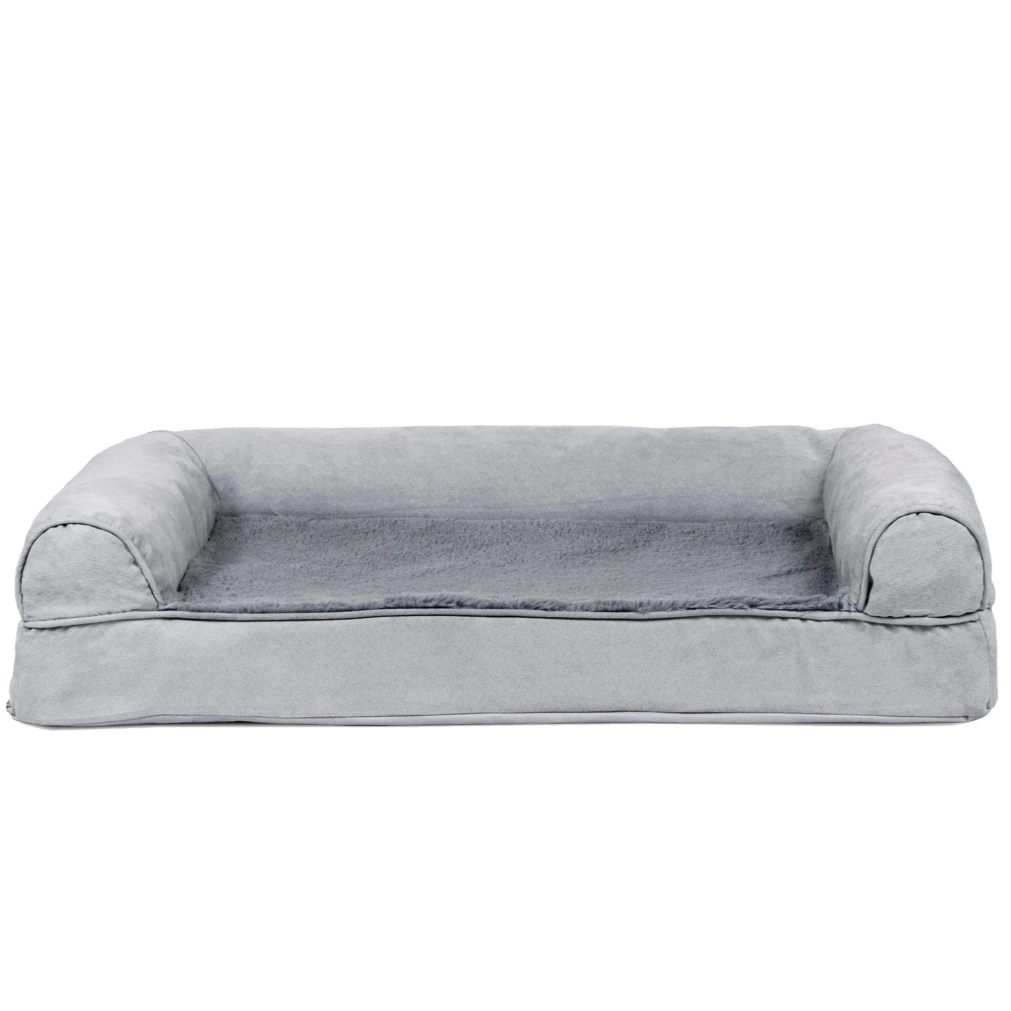 Plush & Suede Full Support Orthopedic Sofa Pet Bed for Dogs & Cats - Gray, Medium