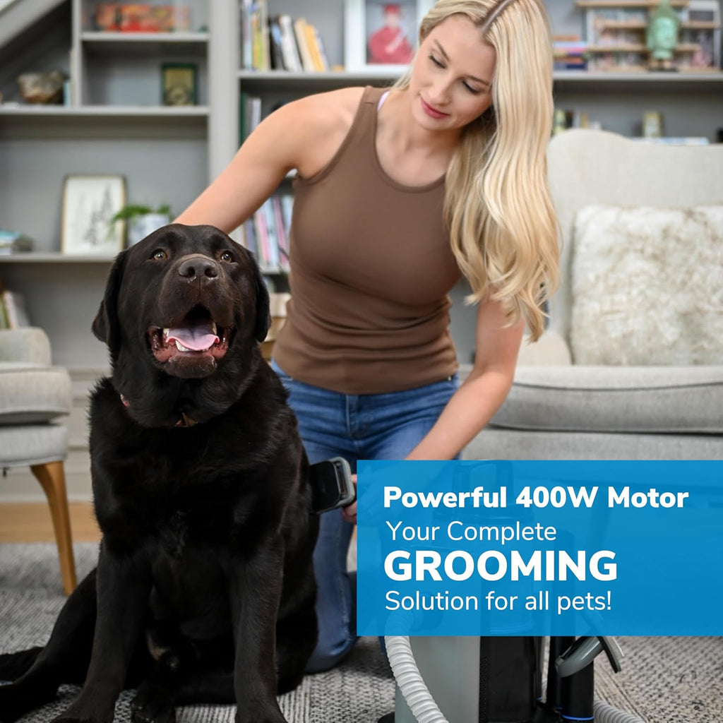 Ultra Pet Grooming Vacuum Kit - Cat & Dog Grooming Kit for Easy Pet Care at Home, Quiet & Safe Dog Hair Remover Machine with Brush, Clipper, Shedding & Cleaner Tools & 4.5L Canister