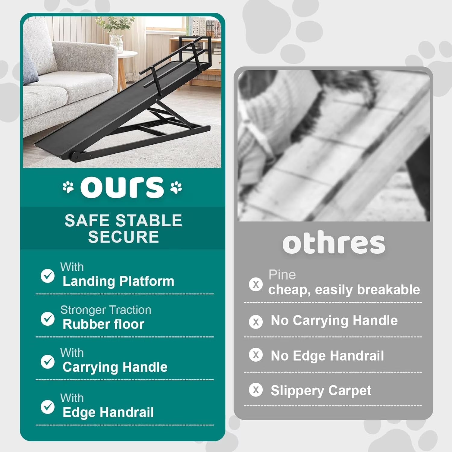 Foldable Pet Ramp Bed for Dogs Cats with Non-Slip Rubber,15.7"-27.5" Height Adjustable , 55.1"Lx17.7"W,Black