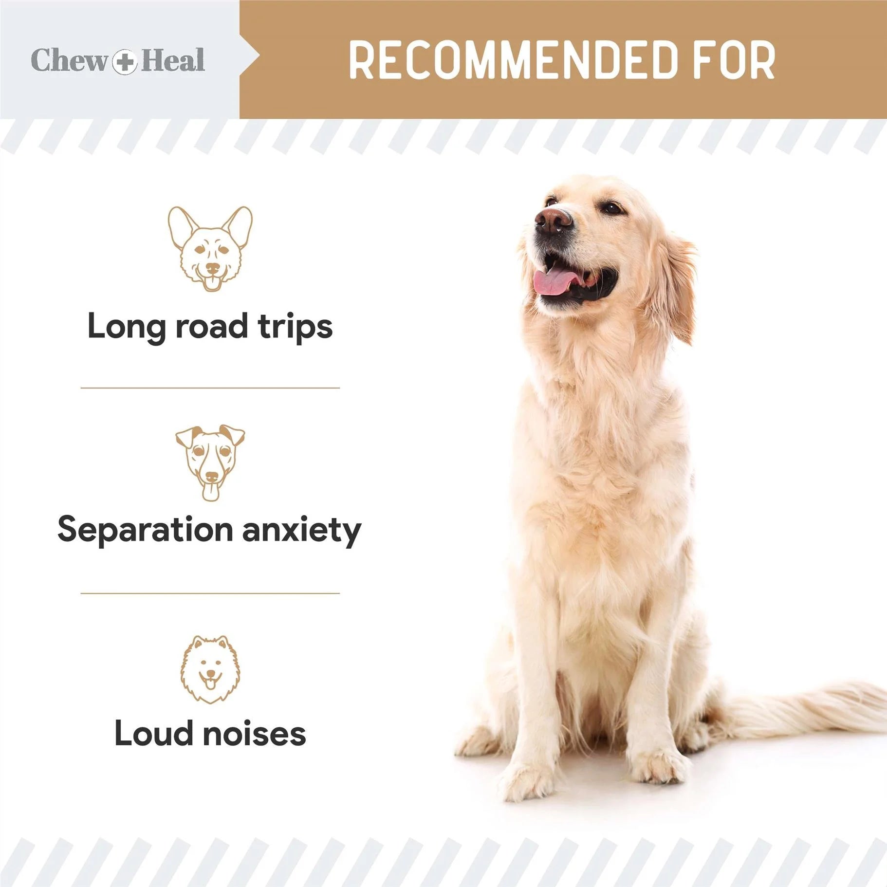 Dog Calming Treats, 30 Anxiety Relief Soft Chews for Dogs - Peanut Butter Flavor