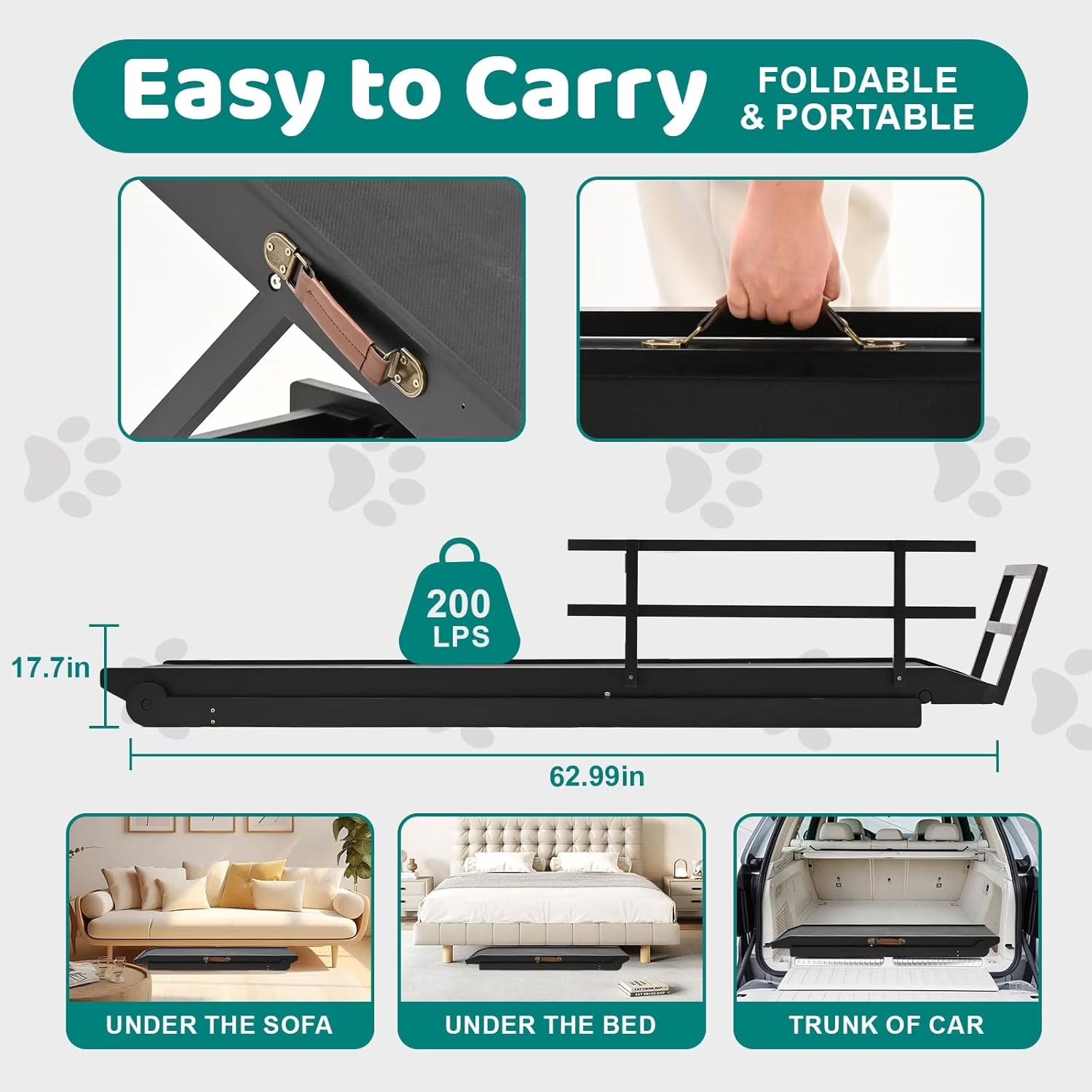 Foldable Pet Ramp Bed for Dogs Cats with Non-Slip Rubber,15.7"-27.5" Height Adjustable , 55.1"Lx17.7"W,Black