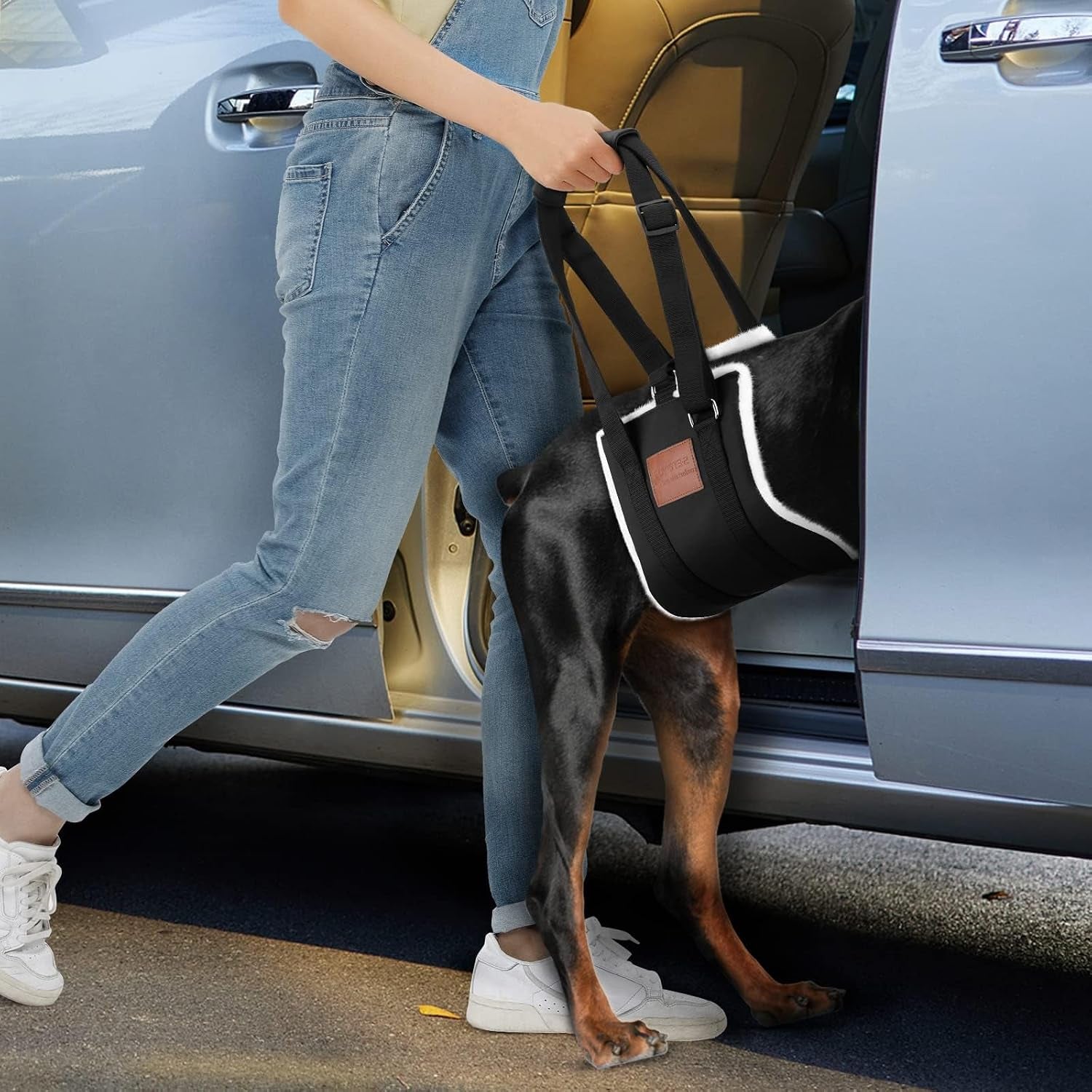 Dog Sling for Large Dogs Hind Leg Support, Magic Tape Dog Lift Harness, Soft Dog Support Harness for Back Legs, Hip Support Harness to Help Senior, Injured, Disabled and after ACL Surgery