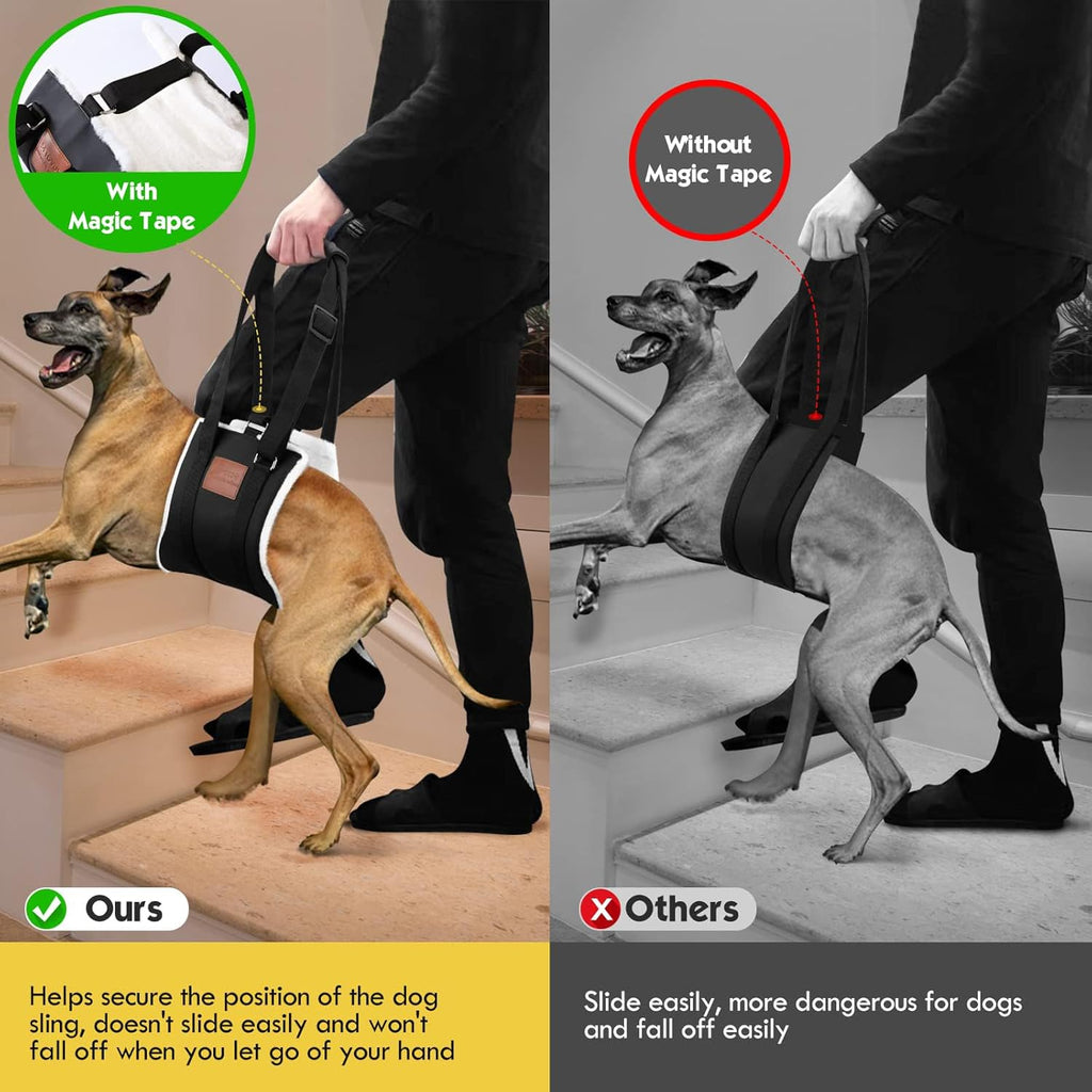 Dog Sling for Large Dogs Hind Leg Support, Magic Tape Dog Lift Harness, Soft Dog Support Harness for Back Legs, Hip Support Harness to Help Senior, Injured, Disabled and after ACL Surgery